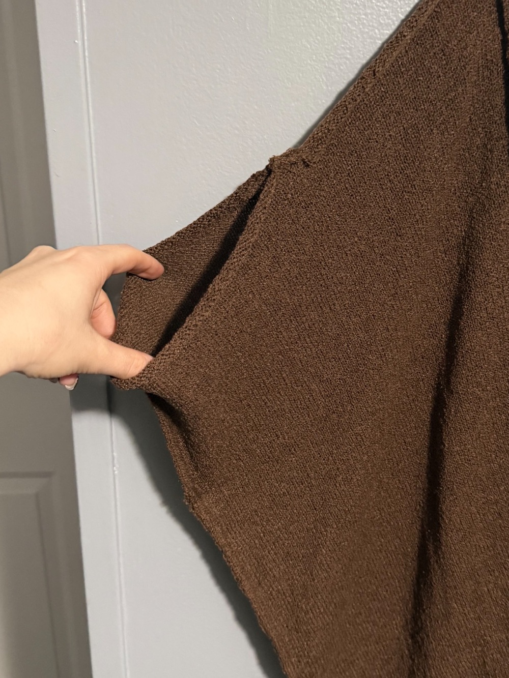 Brown Batwing Style Knit Short Sleeve Sweater Top FF07 - Picture 7 of 7